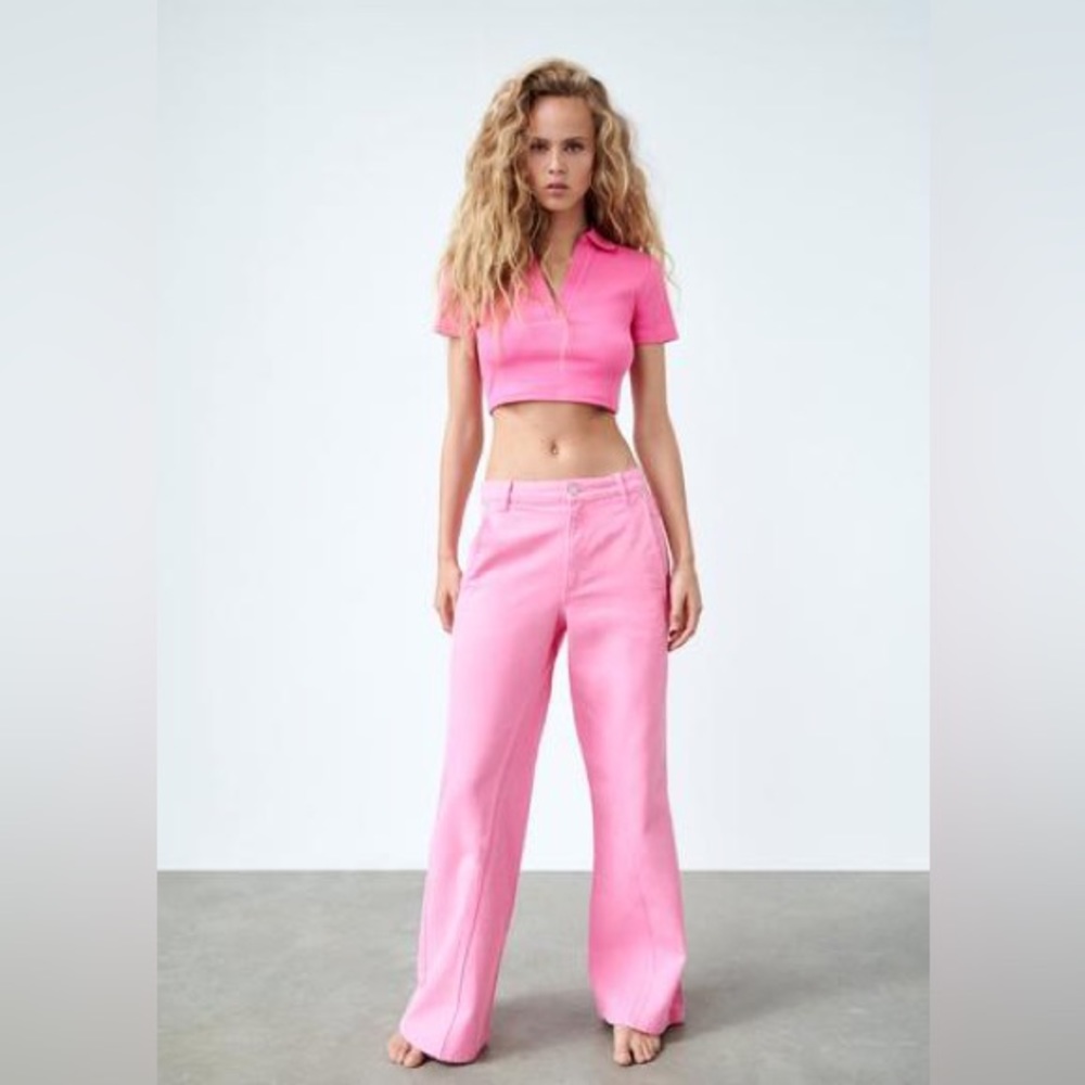 NWT Zara Pink Rib Polo Shirt - Picture 6 of 8